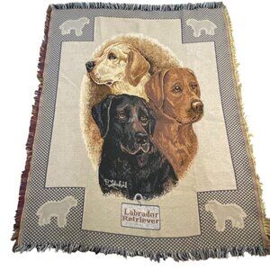 P. Lehmkuhl Labrador Retriever Tapestry Woven Throw Blanket Dogs 41" x 57"
